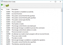 Windows Error Codes