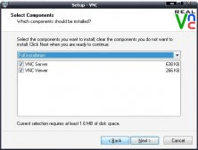 Choosing components during setup 