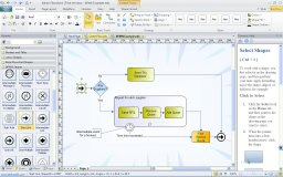 Basic BPMN diagram showing stencils available.