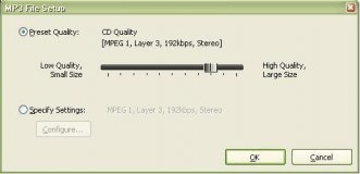 MP3 setting dialog