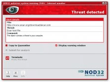NOD32 detects a virus/threat