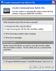 Command Line Batch File window
