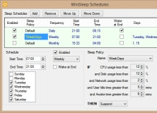 WinSleep - Schedules View