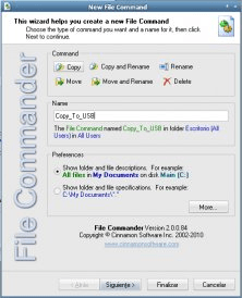 File Command Creation Wizard, Step #1.