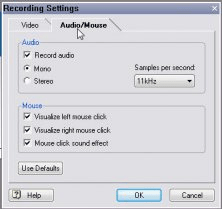 Audio/Mouse recording Settings