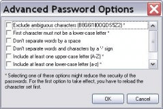 Advanced password options