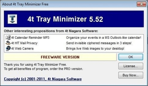 4t Tray Minimizer Free screenshot and download at