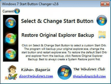 window 7 start button changer