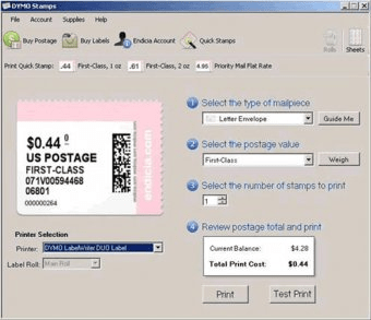 dymo stamps online hide postage rate
