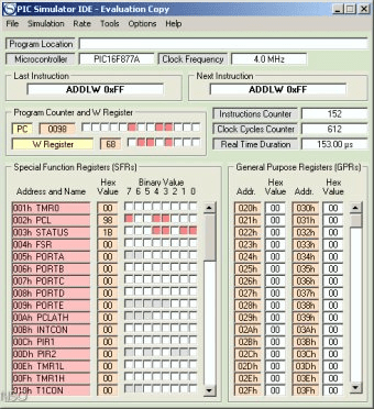 Pic simulator ide не работает