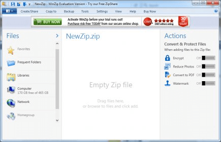 WinZip 20 0 Download Free Trial WINZIP32 EXE   Winzip V20 Main Window Display 