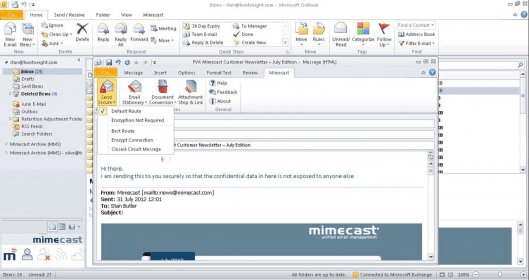 Mimecast add-in for outlook