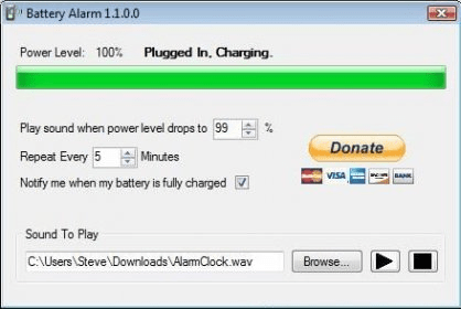 battery alarm for laptop