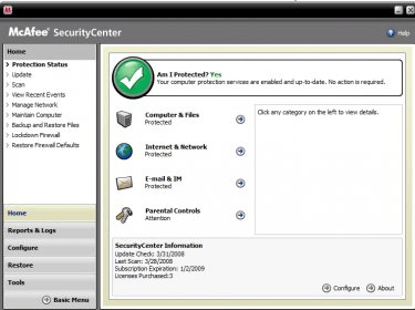 McAfee SecurityCenter Download - McAfee SecurityCenter allows users to