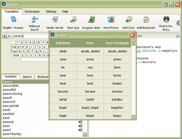 english irregular verbs list with russian translation