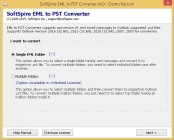 how to use softspire eml to pst converter