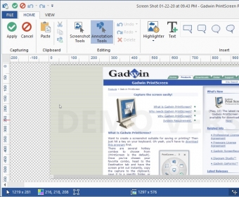 Gadwin PrintScreen Professional - Take screenshots just one and edit, and share them