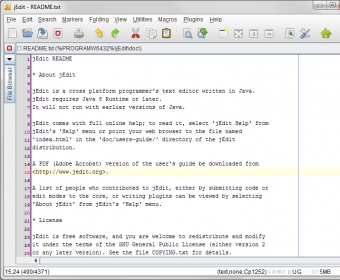 jEdit Download - Application that allows users to edit, modify and