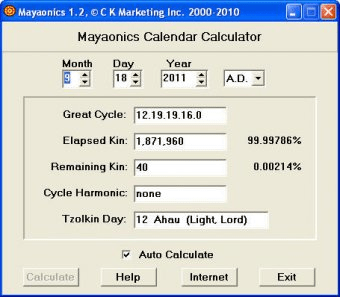 Mayaonic Calendar Calculator Download It Counts Down The End Of The Current Mayan Calendar To The Exact Date