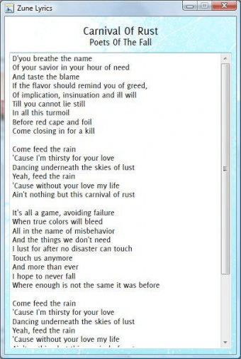 Zune Lyrics Software Informer Zune Lyrics Is A Plugin For Zune Software Which Automatically Fetches Lyrics