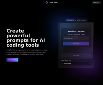 Copycore CopyCoder - Software Informer. CopyCoder generates AI prompts...