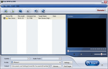 Free WMV to DVD 8.0 Download - freevideoconverter.exe