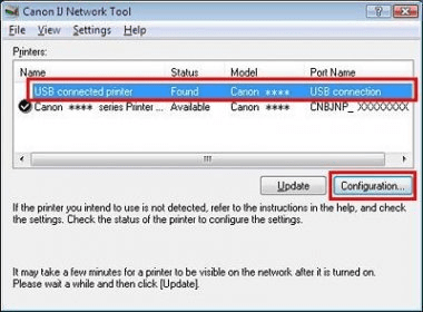 canon ij network tool port not used current setting