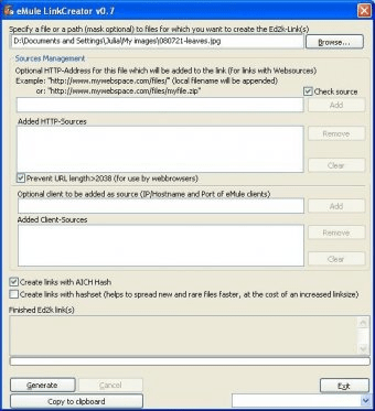 eMule LinkCreator Download - EMule Link Creator creates eD2K links for ...