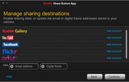 how to use the share button on a kodak camera