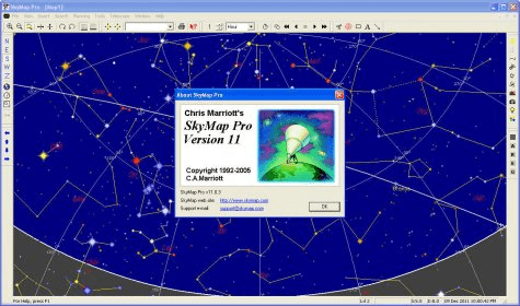 Skymap Pro V11 Main Window Display 