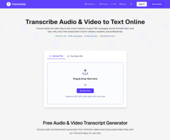 Transcriptly - Software Informer. Audio and Video to Text...