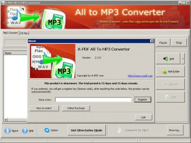 A-PDF All to MP3 Download - Allows you to convert and rip audio files ...