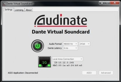 dante virtual soundcard no netowrk
