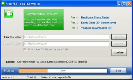 how to convert flv files into avi