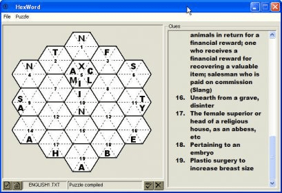 hexword Download Crossword puzzle with hexagonal rather than square