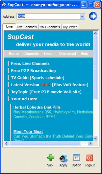 sopcast tv online