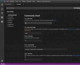 Settings window