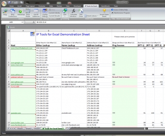 nslookup for excel