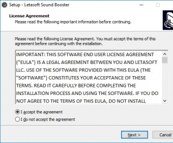 Installer موافقة على شروط استخدامبرنامج رفع صوت الكمبيوتر sound booster 