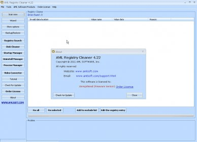 AML Free Registry Cleaner Download - Analizes and repair errors on Windows  operative systems registry