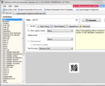 Bytescout BarCode Generator Download - and export 1D 2D barcodes with minimum effort