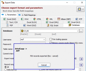export data from firebird database to excel