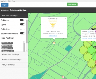 pokemon go live map radius