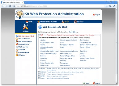k9 web protection administration password