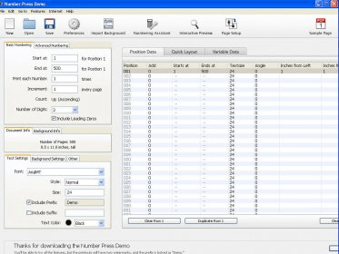 number press free download