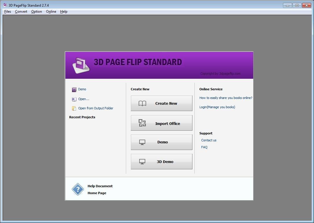 3D PageFlip Standard 2.7 : Main Menu