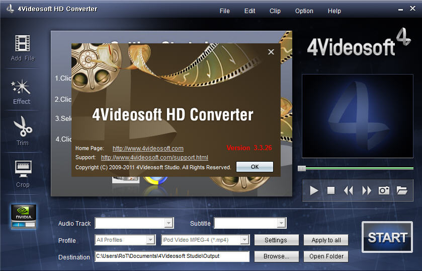 4Videosoft HD Converter 3.3 : Main window