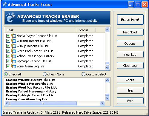 Advanced Tracks Eraser 5.5 : Erased results