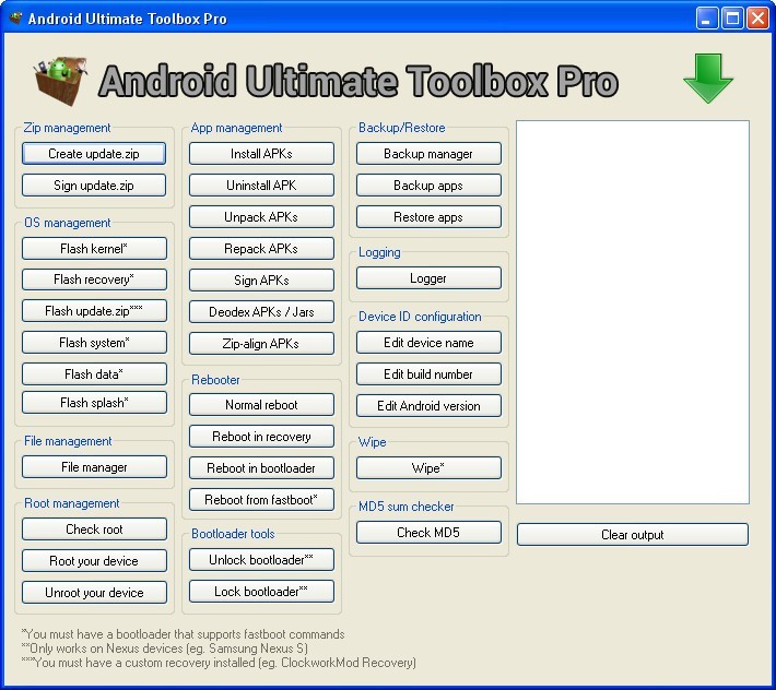 Android Ultimate Toolbox Pro 1.2 : Main Window