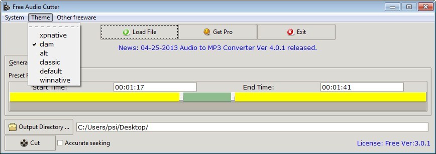 Free Audio Cutter 3.0 : Themes